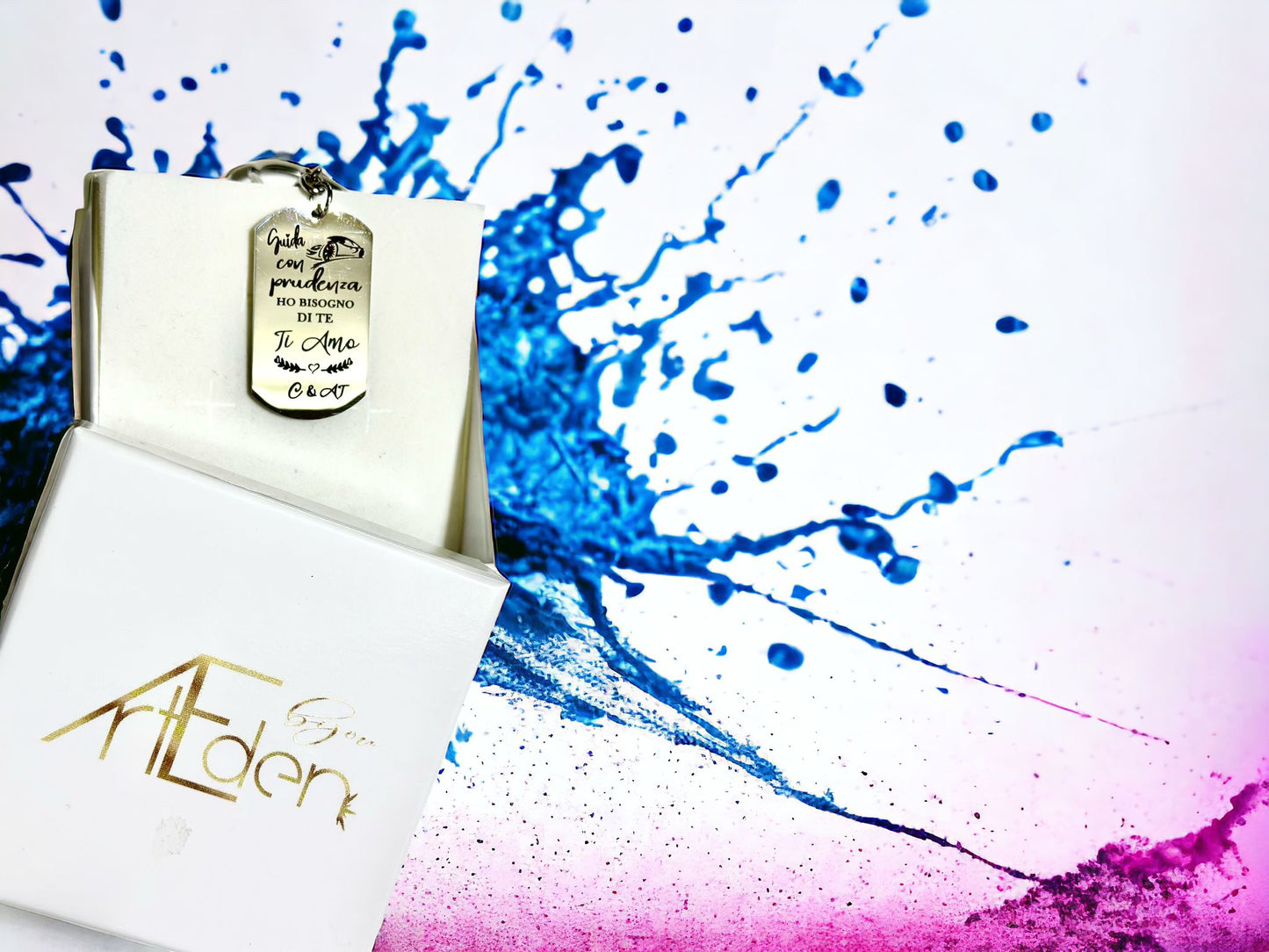 Portachiavi Placca Acciaio Personalizzato